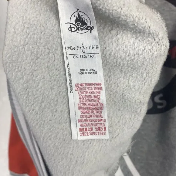 Disney Mickey Mouse Adult Zip Up Sweater Large Gray Orange Hooded Pockets - Picture 13 of 14